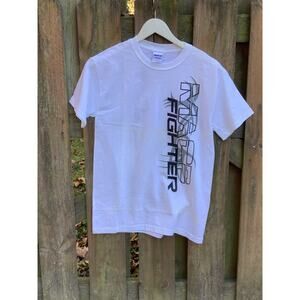 MACP Fighter T Shirt Sponsored by America White Black Adult Medium NWOT NOS